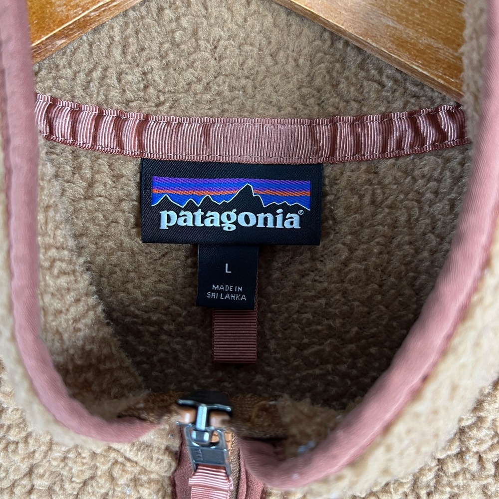 Patagonia Retro Pile Fleece Vest Womans Large Beech Brown Full Zip Gorpcore - Picture 3 of 12